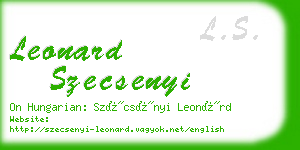leonard szecsenyi business card